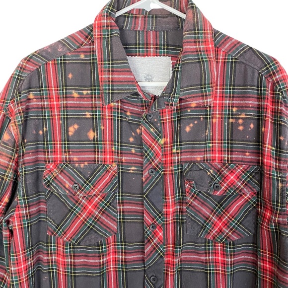 EUC Slipknot Band Flannel Shirt Mens Unisex Large Reworked Shacket Bleached - Picture 3 of 14